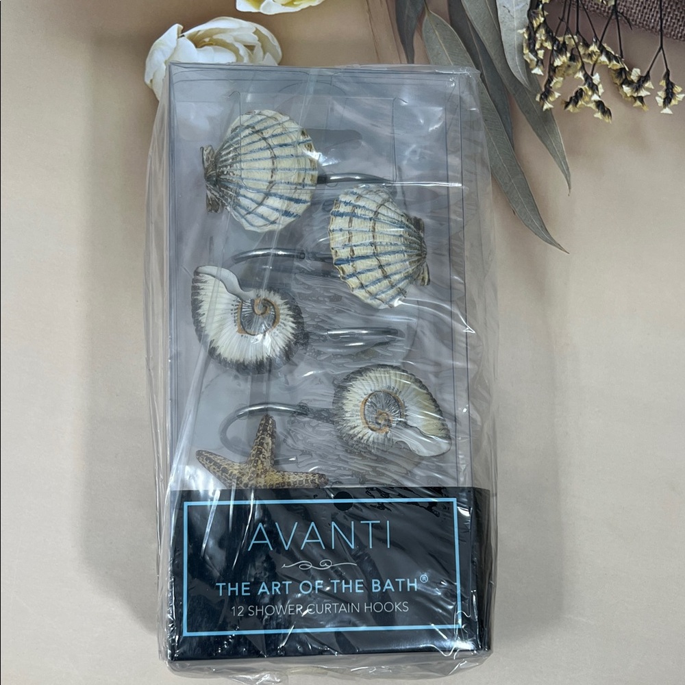 Avanti Seashell Shower Curtain Hooks Set of 12 inside
